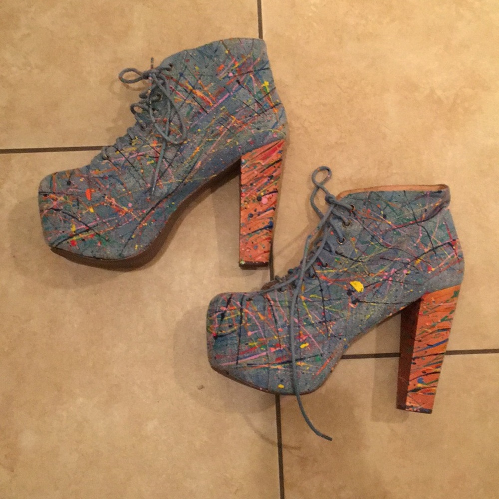 NWOT Jeffery Campbell Lita Denim Paint